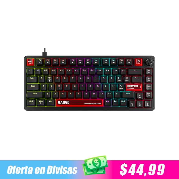 Marvo Teclado Mecánico Arma 82 Kg936 Wired 75% Switches