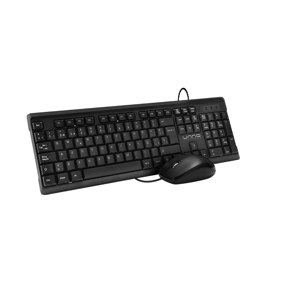 Unno Tekno Combo Teclado Y Mouse Español Alámbrico Kb6721Bk