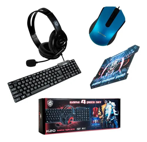 Combo Gaming K20 Teclado Mouse Audífonos Y Mousepad