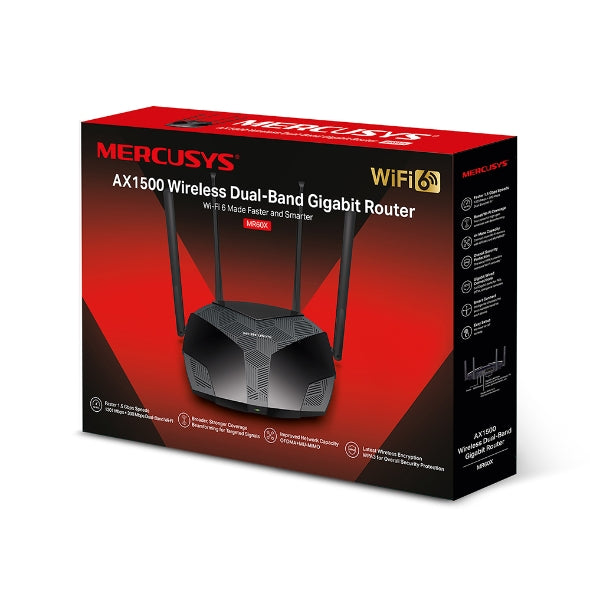 MERCUSYS ROUTER MR60X DUAL BAND AX1500 WIFI 6