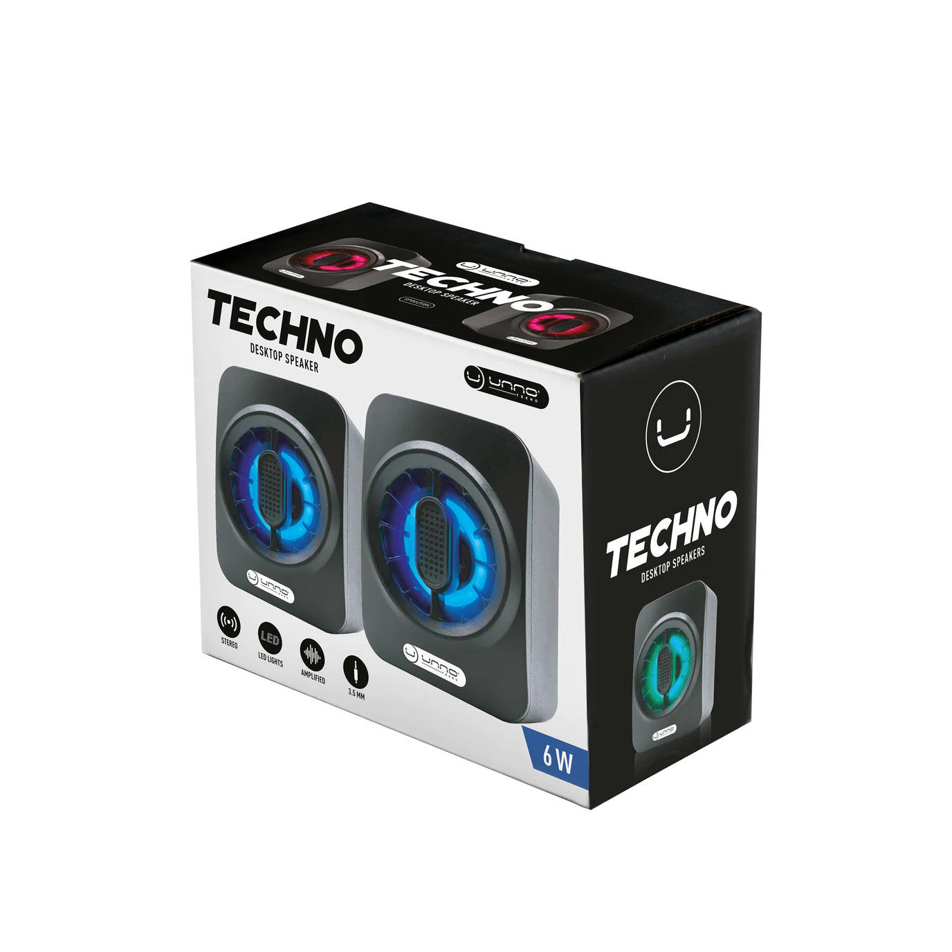 UNNO TEKNO CORNETA ALTAVOCES ESTÉREO DE SOREMESA RGB TECHNO USB SP9025BK