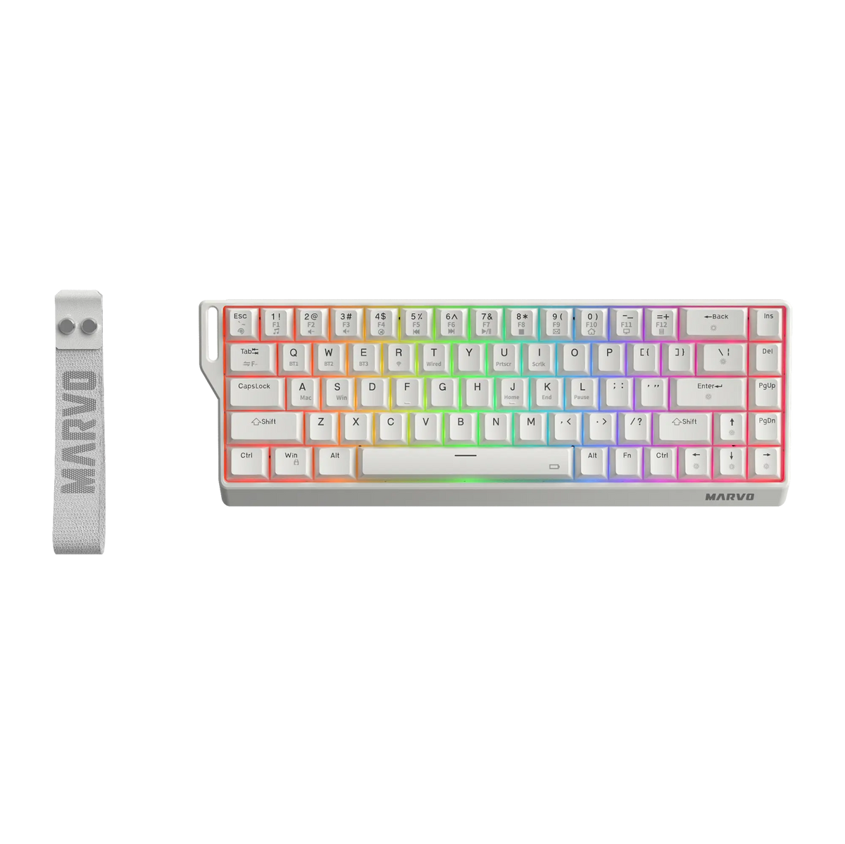 Marvo Teclado Kg965W Saber 65W Inalámbrico 65% Trimodal Rgb White