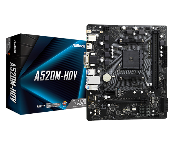 ASROCK TARJETA MADRE A520M HDV SOCK AM4 A520 2xDDR4 4733MHZ M-ATX