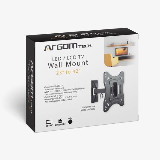 ARGOM TECH BASE PARA TV 23 A 42” FULL MOTION ARM 20KG ARGBR1521
