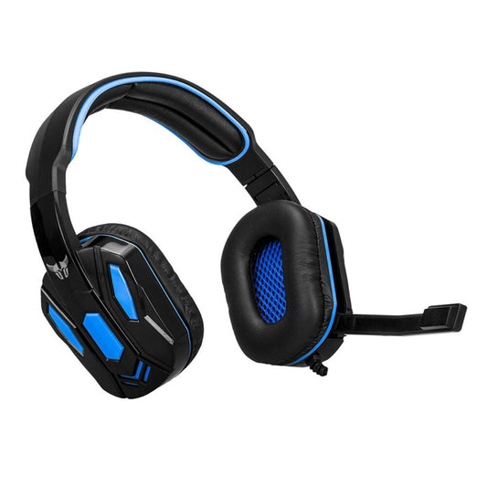 ARGOM TECH AUDÍFONOS COMBAT GAMING CON MICRÓFONO USB AZUL/NEGRO