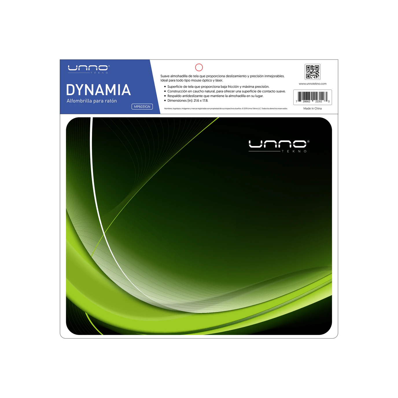 UNNO TEKNO MOUSEPAD DYNAMIA VERDE MP6031