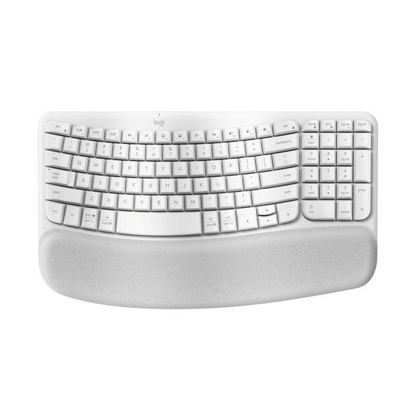 Logitech Teclado Wave Keys Ergonómico Inalámbrico Bt Corporativo Blanco