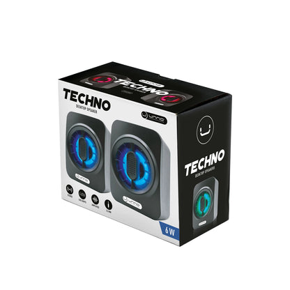 UNNO TEKNO CORNETA ALTAVOCES ESTÉREO DE SOREMESA RGB TECHNO USB SP9025BK