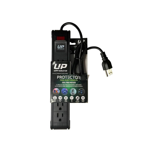 U PRODUCTS PROTECTOR REGLETA 5 TOMAS CON SUPRESOR DE PICOS NEGRO UP50