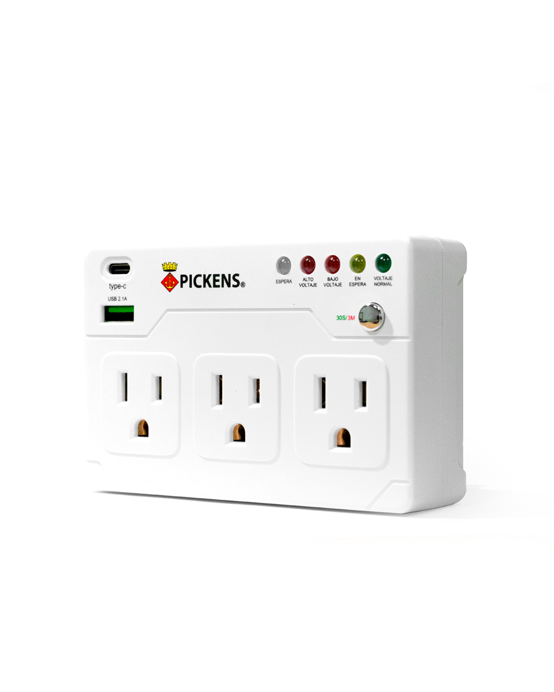 Pickens Protector 3 Salidas + 2 Salidas Usb Tipo C Multiproposito 15A V701B
