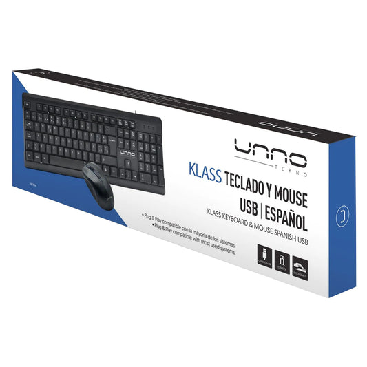 UNNO TEKNO COMBO TECLADO Y MOUSE ESPAÑOL ALÁMBRICO KB6721BK