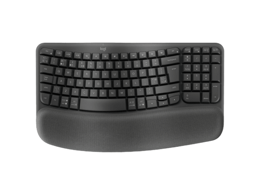 Logitech Teclado Wave Keys Ergonómico Inalámbrico Bt Corporativo Negro